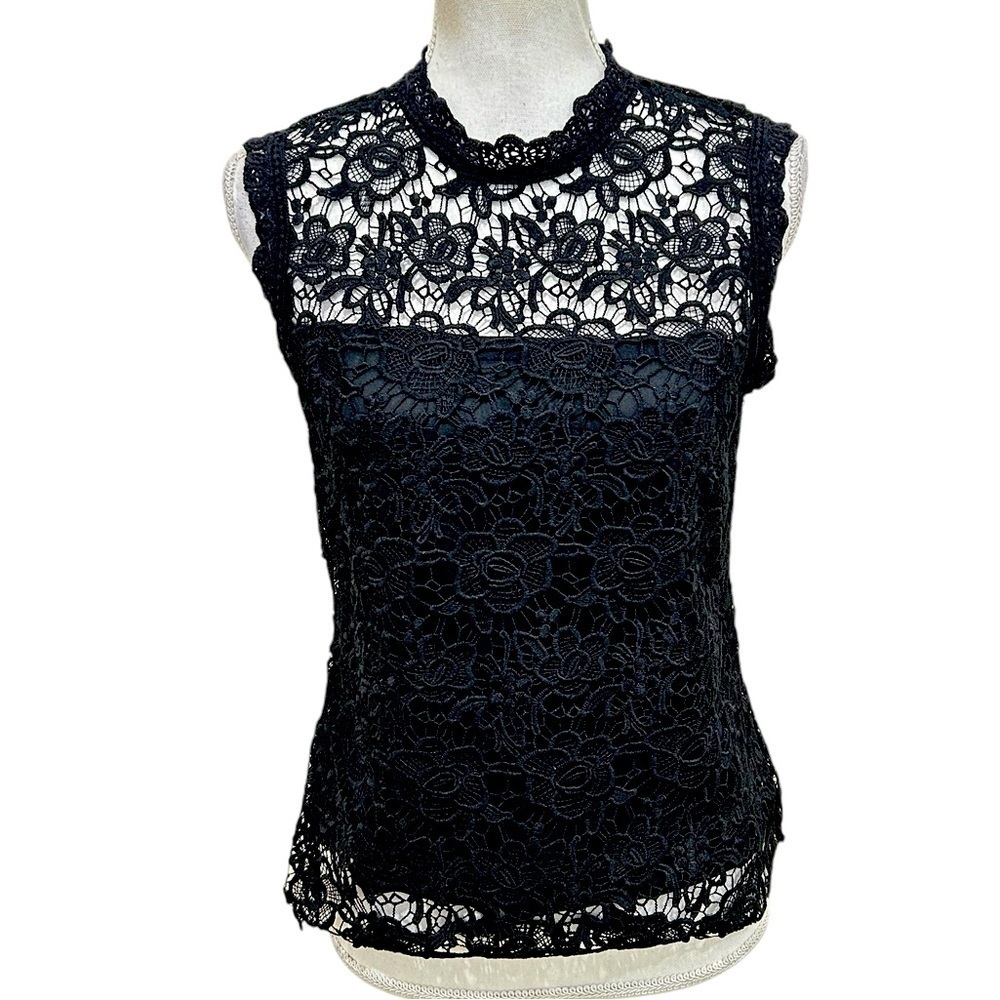 Black Lace Sleeveless Women's Top